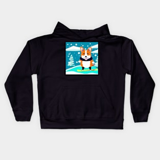 Snowboarding Corgi Dog Kids Hoodie